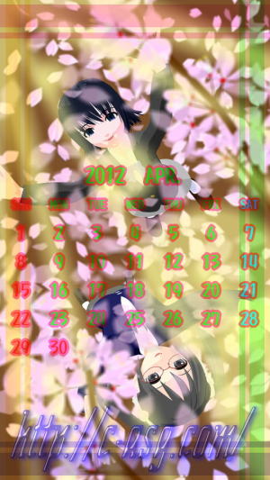 2012年 4月 カレンダー/QHD